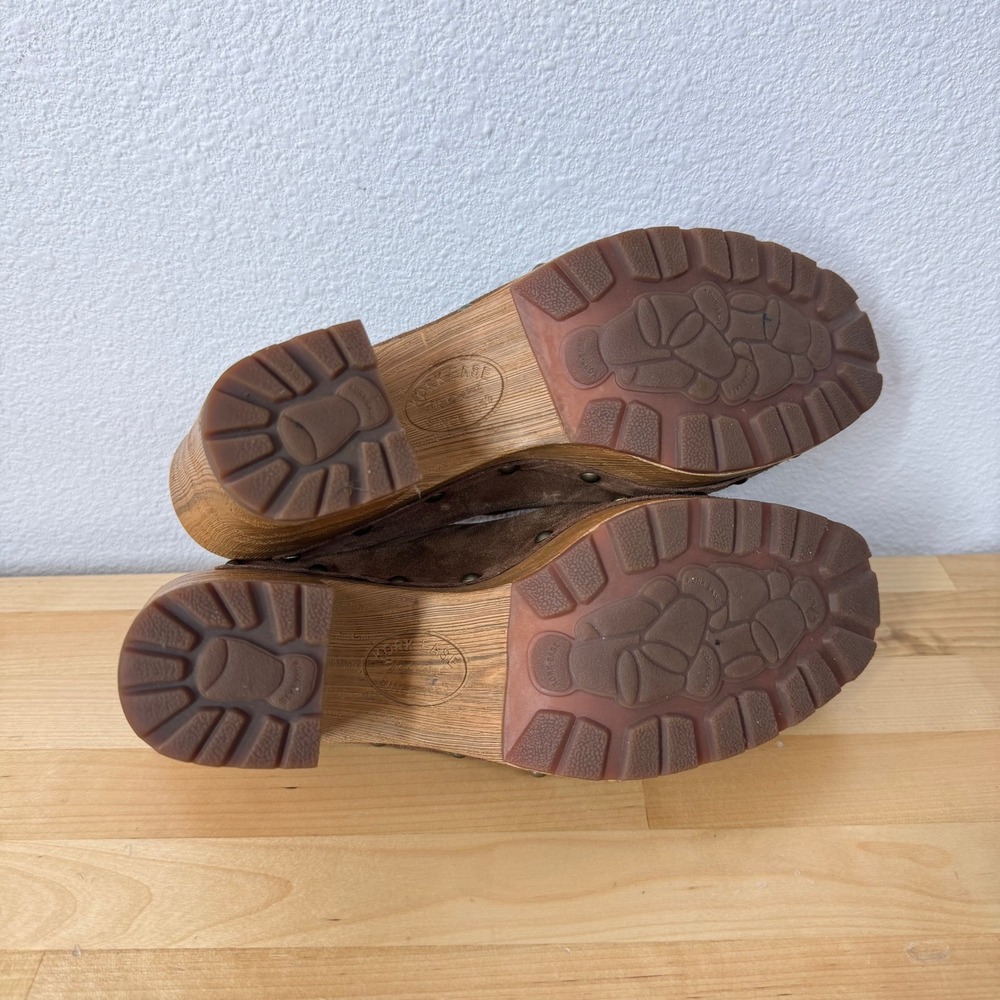 Kork-Ease Brown Suede Studded Wood Platform Clogs Mules Women 8M KE0014806 *FLAW - Picture 6 of 10